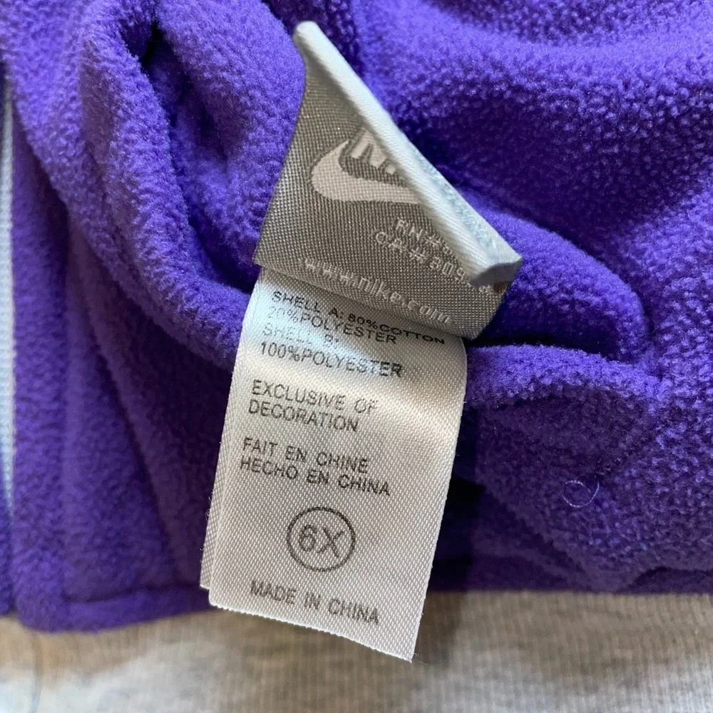 Nike Reversible Vest Girls 6X Purple Fleece Gray Doodle Full Zip Logo